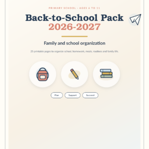 Back-to-School Pack 2026-2027 — Family & School Organization (25 Printable Pages)
