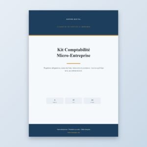 Kit Comptabilité Micro-Entreprise — Registres, Notes de Frais, Trésorerie & Provisions (PDF A4, 22 pages)
