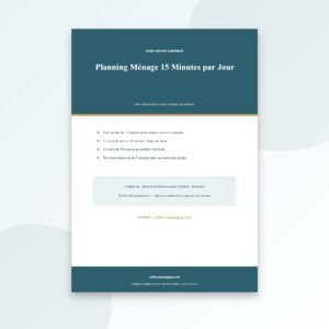Planning Ménage 15 Minutes par Jour à Imprimer — Routine Quotidienne, Reset du Soir & Suivi 30 Jours