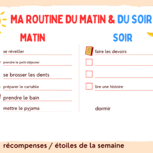 Tableau de Routine Enfant à Imprimer — Routine du Matin et du Soir (Rentrée) — Cases à Cocher & Récompenses — PDF