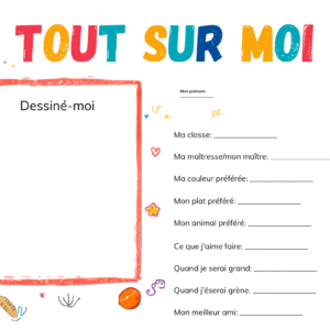 Fiche Tout Sur Moi à Imprimer — Activité 1er Jour de Rentrée Scolaire (Maternelle & Primaire) — PDF