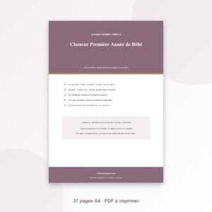 Accueil Classeur Première Année de Bébé à Imprimer — Suivi Quotidien, Santé, Démarches, Étapes & Souvenirs (PDF A4)