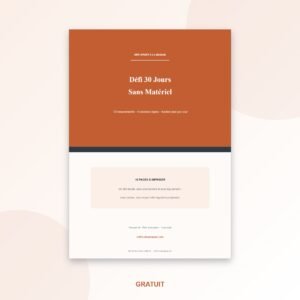 Accueil Défi 30 Jours Sans Matériel à Imprimer — Sport à la Maison, 12 Mouvements, 4 Séances Types & Tracker (PDF A4 gratuit)