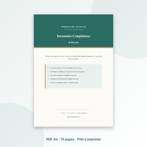 Inventaire Congélateur & Placards à Imprimer — Stocks, Dates et Anti-Gaspillage (PDF A4 gratuit)