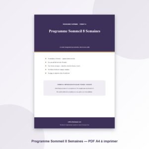 Programme Sommeil 8 Semaines à Imprimer — Un Levier par Semaine, Journal de Bord & Fiches Pratiques